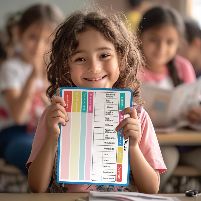 LUHEAGU Dry Erase Place Value Whiteboard, 9" x 12" Double Sided Place Value Chart,Engage with Place Values from Billions to Decimals for Math Manipulatives, Learning Tool for Students & Kids - Image 5